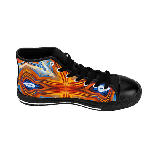 Men's Vibrant Orange Geometric Pattern All Over print High-Top Sneakers