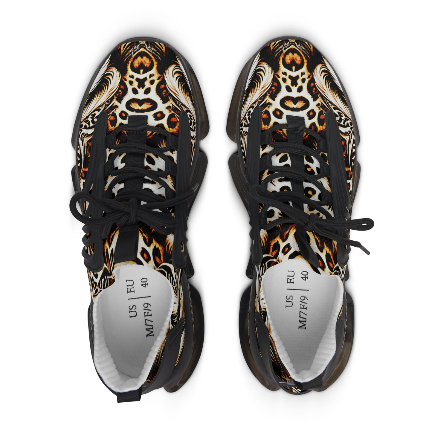 Women's Luxe Leopard Scroll Pattern All Over Print Mesh Sneakers