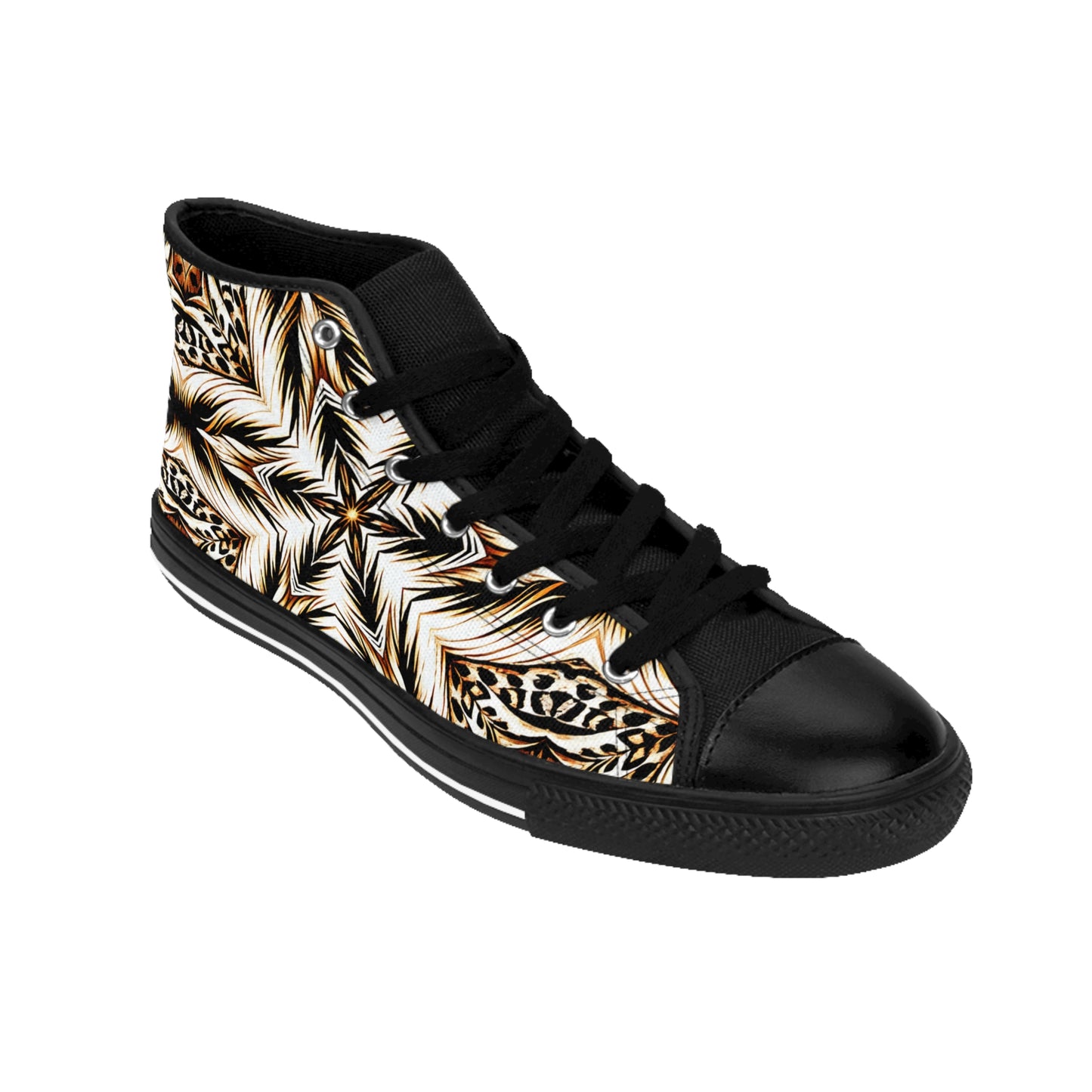 Men Brown & Black Kaleidoscope Pattern All Over Print High-Top Sneakers