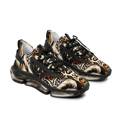 Men's Luxe Leopard Scroll Pattern All Over Print Mesh Sneakers
