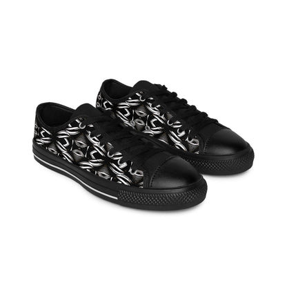 Women's Black Geometric Pattern Low-Tops Sneakers