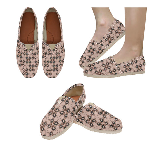Women's Beige Floral Mandala Pattern Classic Canvas Slip-On