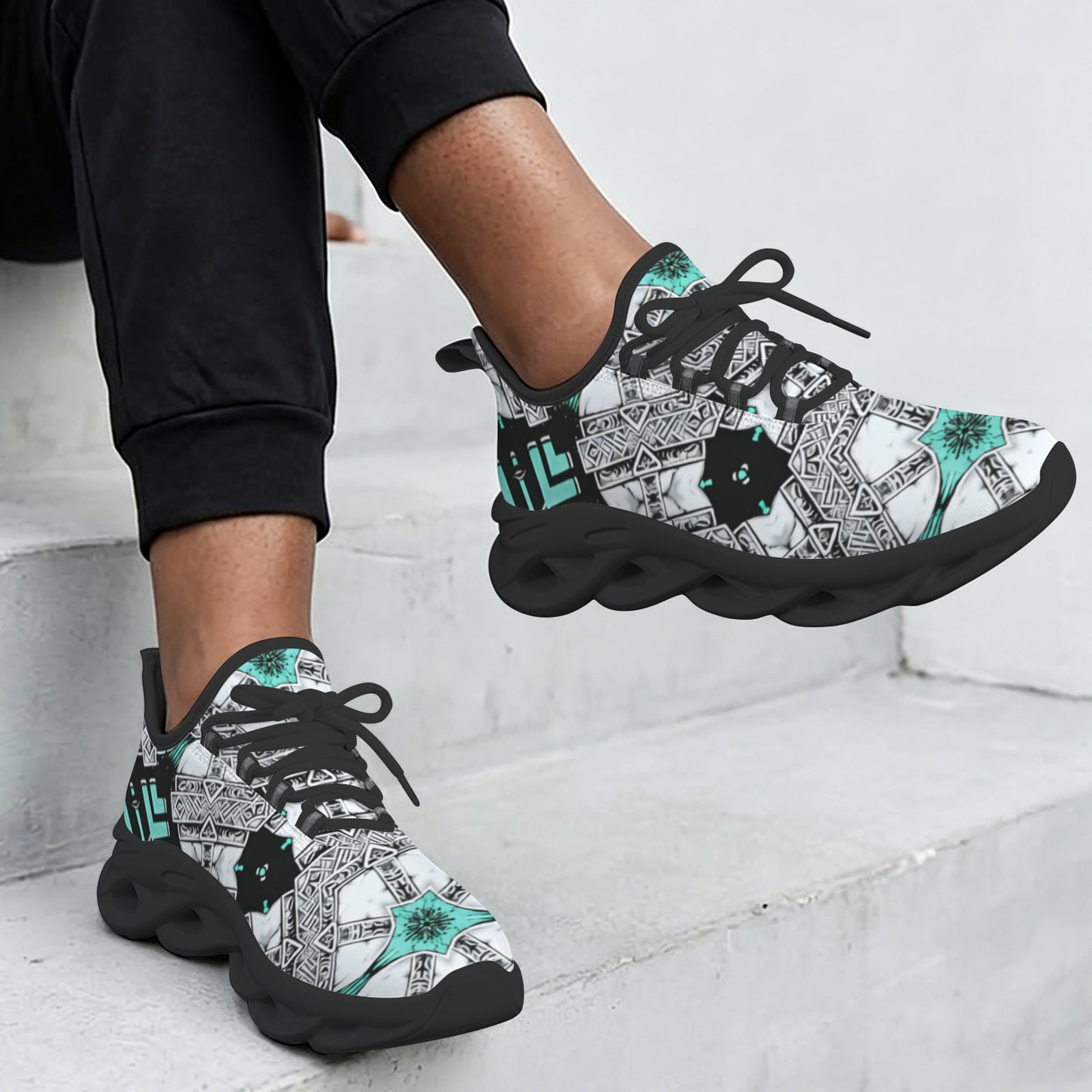 Women's Kaleidoscope Geo Pattern All Over Print Twisted Sole Sneakers