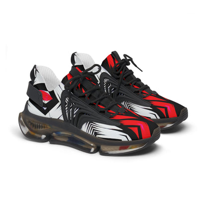 Women's Red Black & White  Geometric Pattern All Over Print Mesh Workout Sneakers