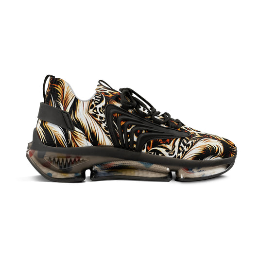 Men's Luxe Leopard Scroll Pattern All Over Print Mesh Sneakers