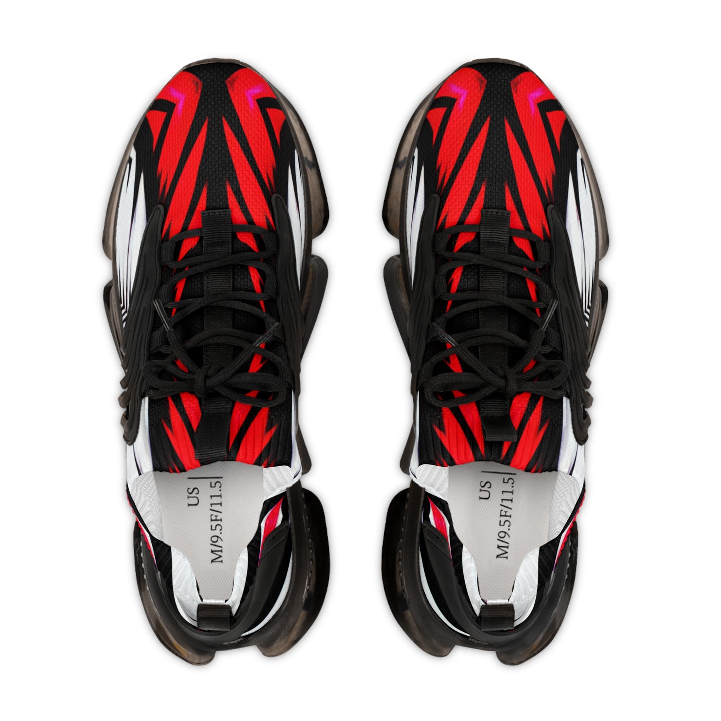 Men's Red Black & White Geometric Pattern All Over Print Mesh Workout Sneakers
