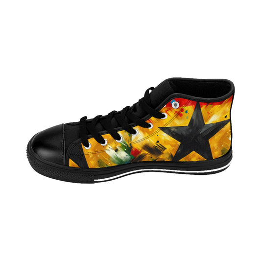 Men's Red Yellow Green Black Star High Top Sneakers