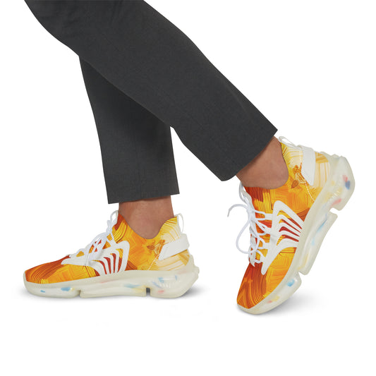 Men’s Bright Orange Abstract All Over Print Athletic Mesh Sneakers