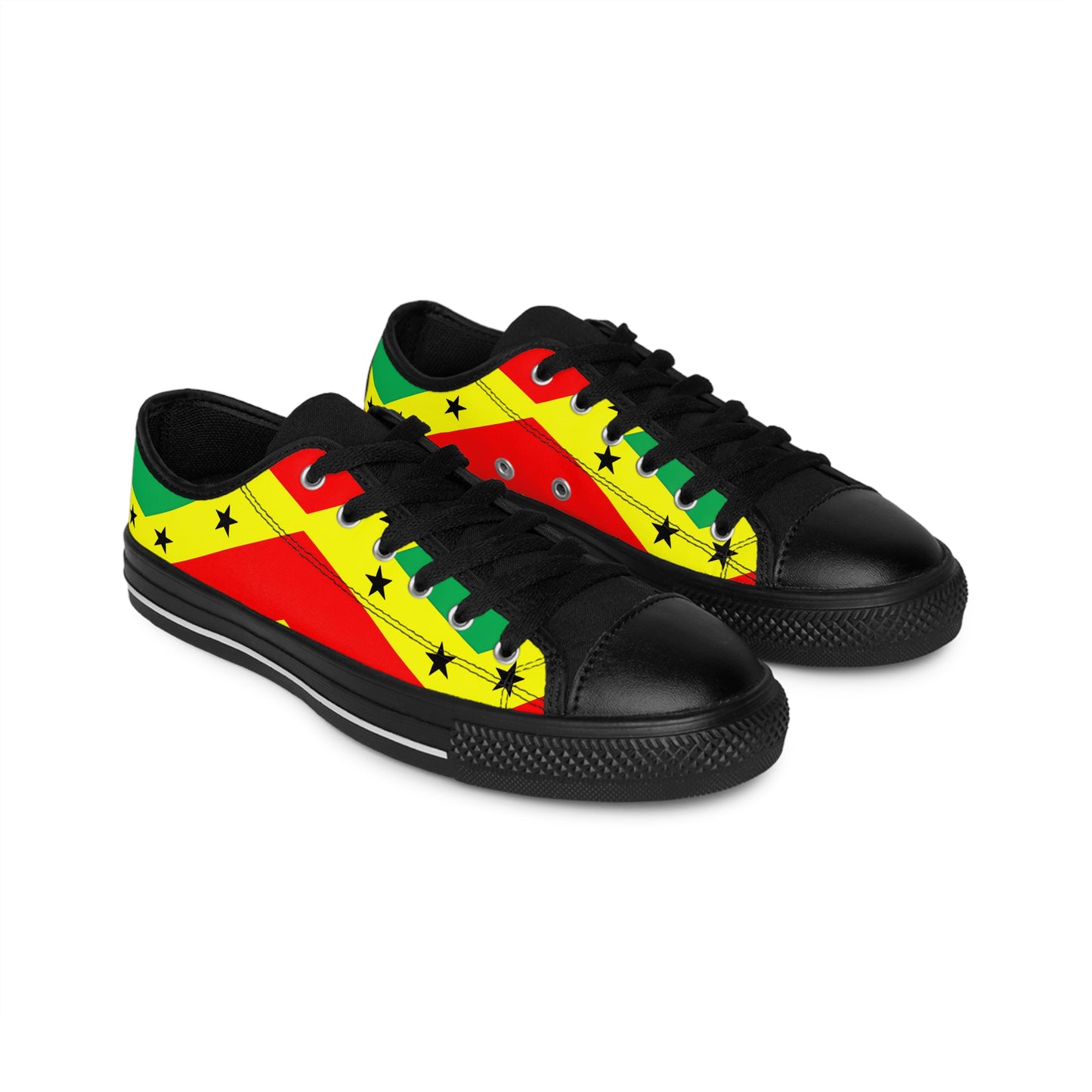 Men's Red Yellow Green Black Stars Pride Flag Casual LowTops Sneakers