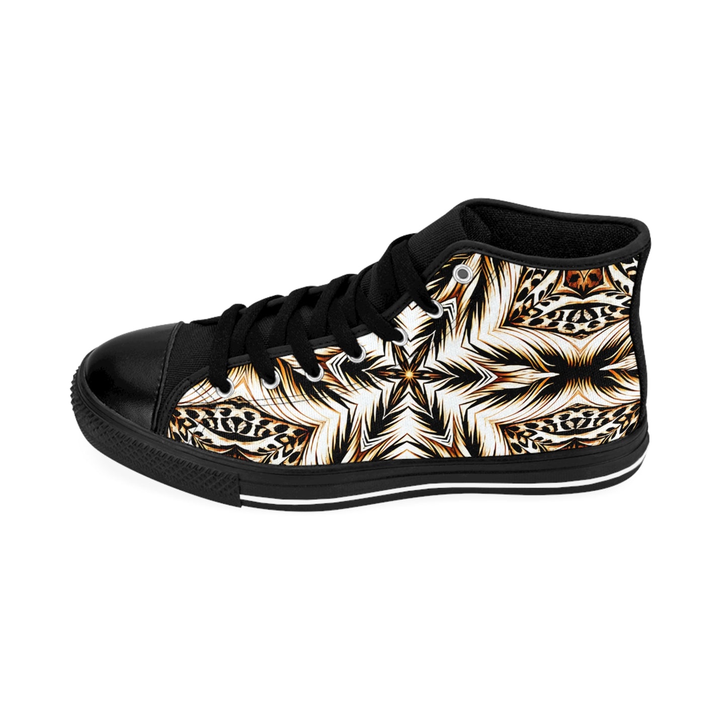 Men Brown & Black Kaleidoscope Pattern All Over Print High-Top Sneakers