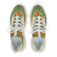 Men's Green & Gold Geometric Pattern Mesh Sneakers