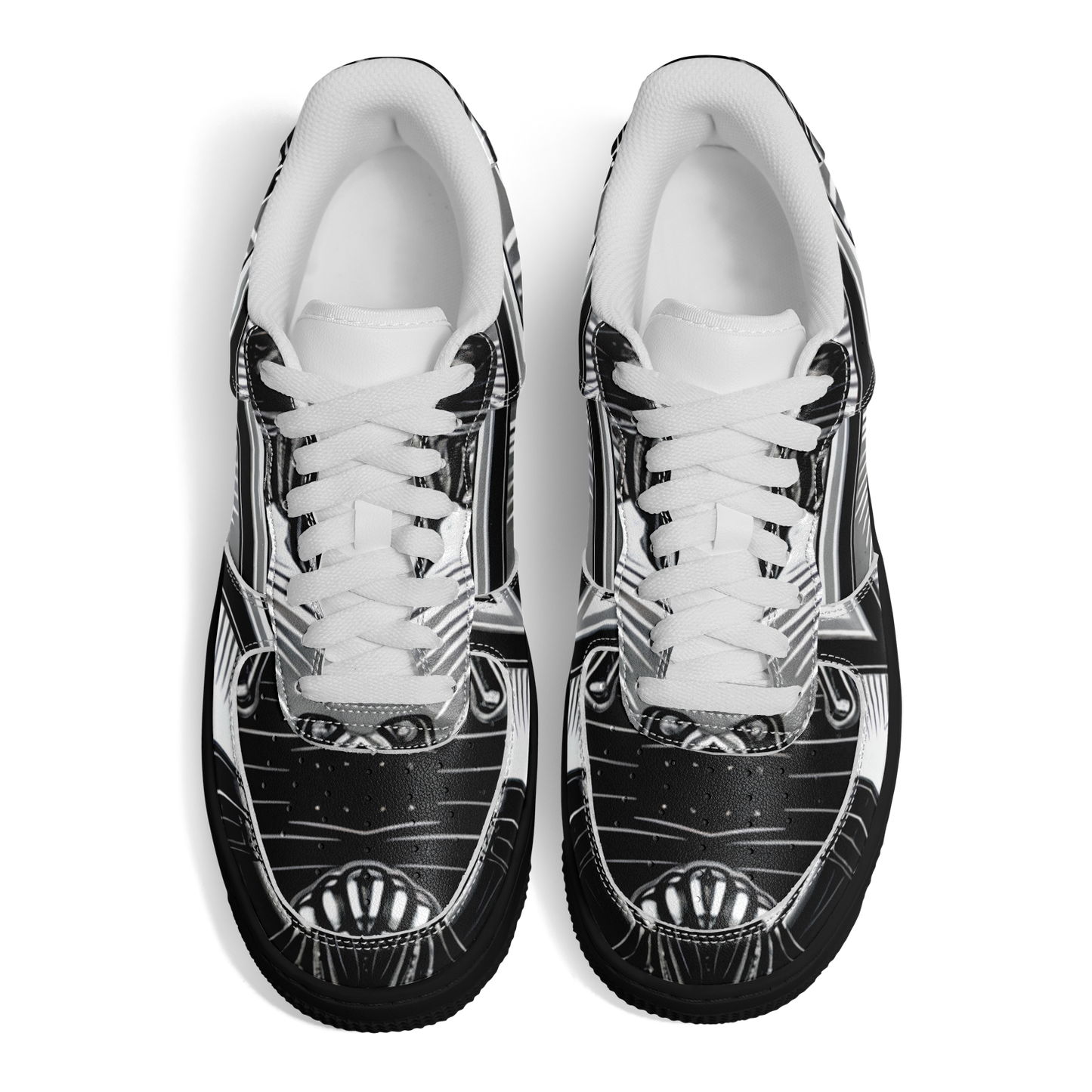 Men' Monochrome Gothic Kaleidoscope Pattern All Over Print Core Low Shoes