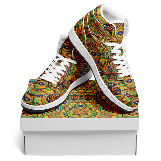 Men's Bold African Kente Inspired Pattern All-Over Print Motion High Top Shoes