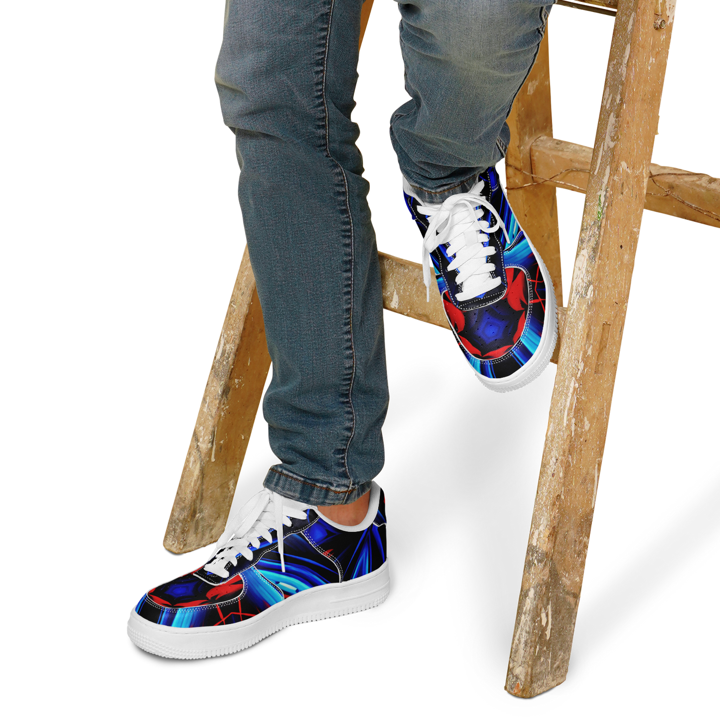 Men's Blue & Red Kaleidoscope Pattern All Over Print Core Low Shoes