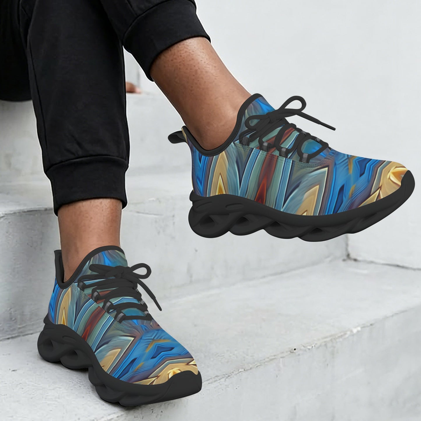 Women's Retro Radiant Waving Pattern All-Over Print Twisted Sole Sneakers