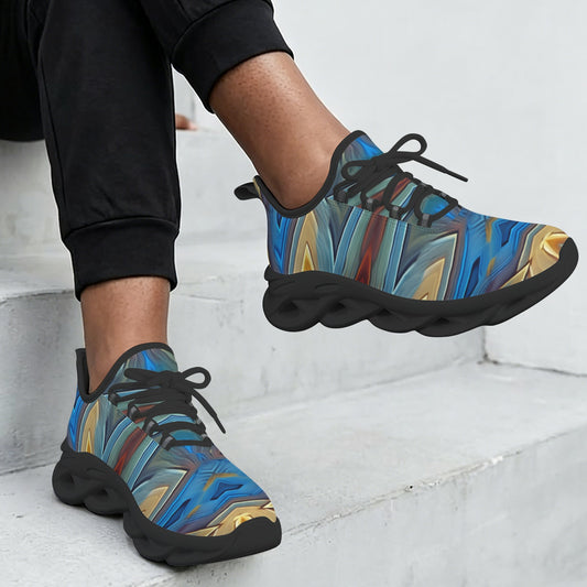 Women's Retro Radiant Waving Pattern All-Over Print Twisted Sole Sneakers