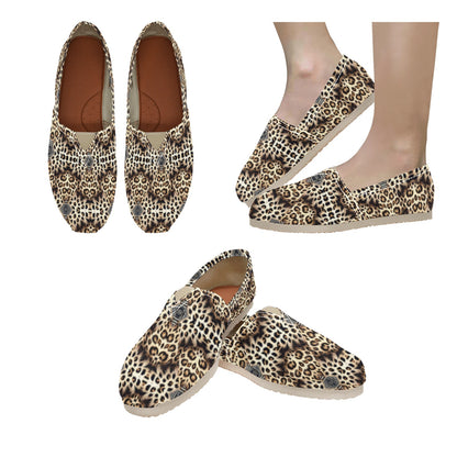 Women's Leopard Trendy Geometric Pattern All-Over Print Classic Canvas Slip-On