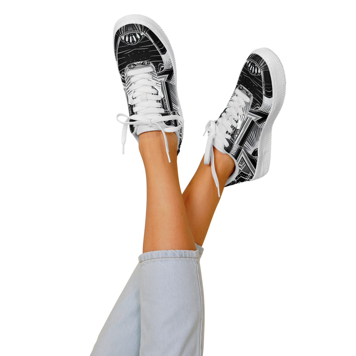 Women' Monochrome Gothic Kaleidoscope Pattern All Over Print Core Low Shoes