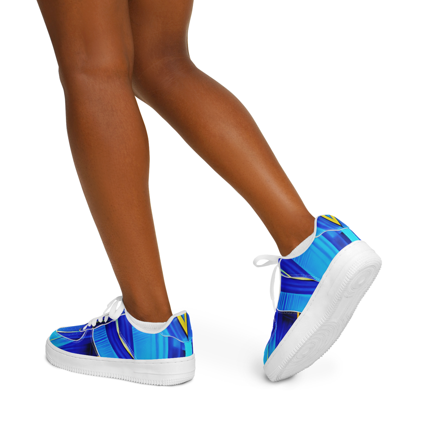 Women's Vibrant Blue Geometric All-Over Print Core Low Shoes