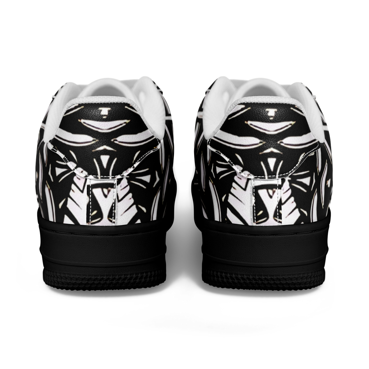 Men’s Black Intricate Silver Chain Tattoo Pattern High Core Low Shoes