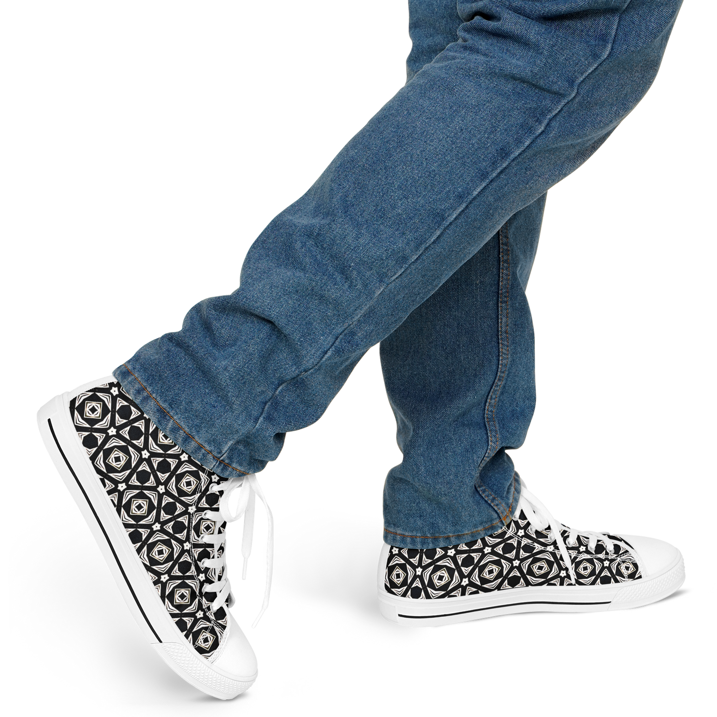 Men's Black Geometric Pattern Urban Peak High Top Shoes