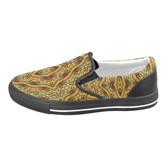 Men's Bold African Kente Inspired Pattern Men's Slip-on Canvas Shoes