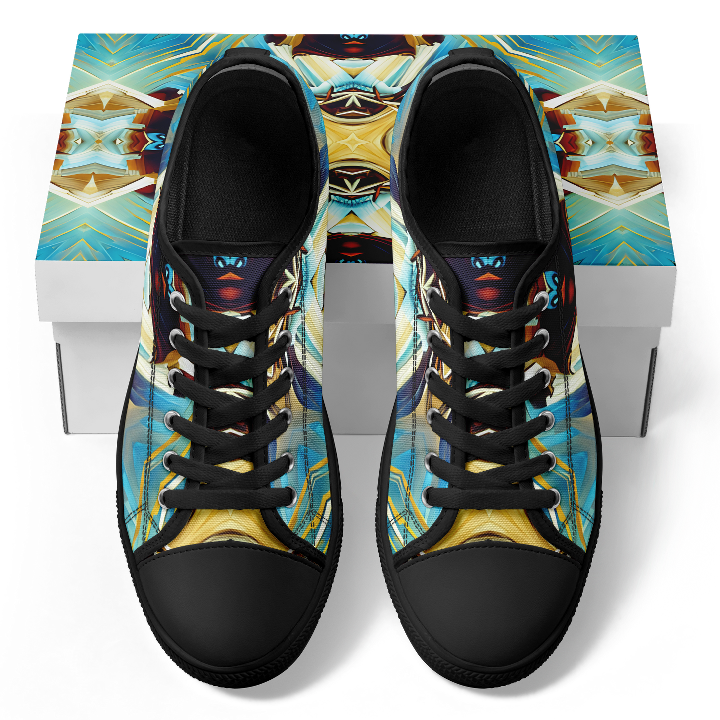 Women's Abstract Teal & Gold Pattern All Over Print Urban Peak Low Shoes