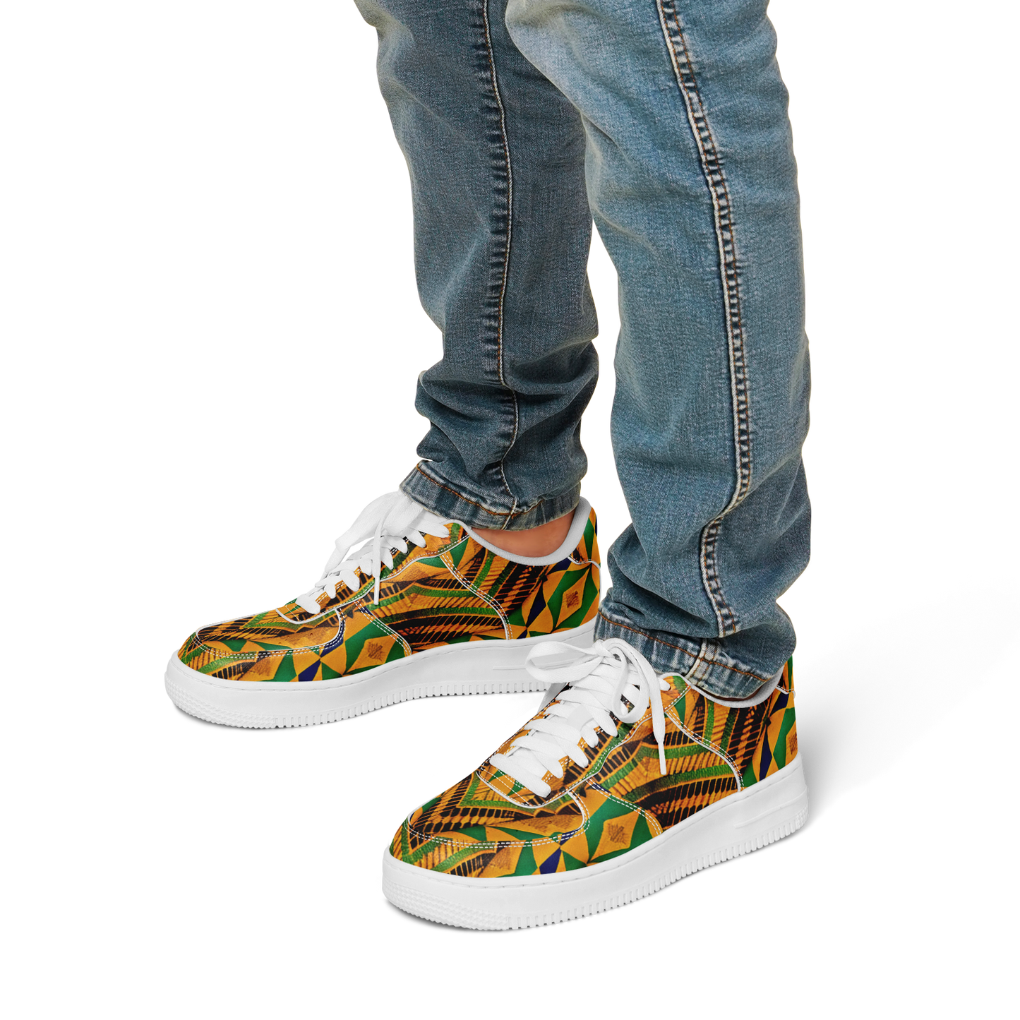 Men's Bold African Kente Inspired Pattern All-Over Print Core Low Shoes