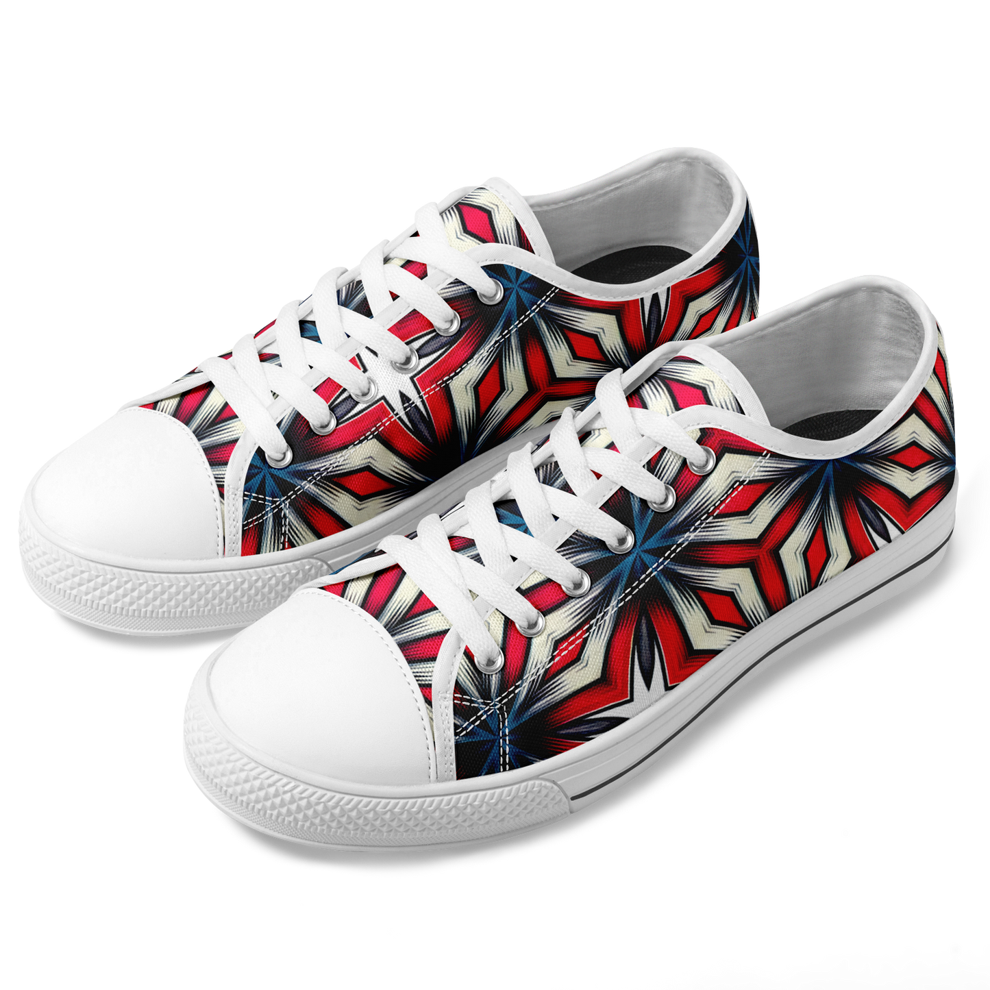 Women's Red, White & Blue Geometric Star Pattern All-Over Print Urban Peak Low Shoes