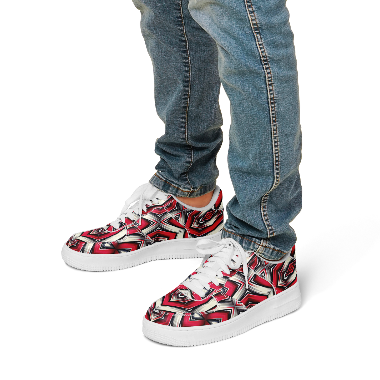 Men's Red Geometric Kaleidoscope pattern Core Low Shoes
