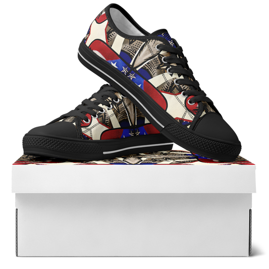 Men's Patriotic Stars & Cross Kaleidoscope Pattern All-Over Print Urban Peak Low Shoes