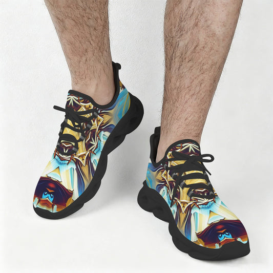 Men's Abstract Teal & Gold Pattern All Over Print Men's All Over Print Twisted Sole Sneakers