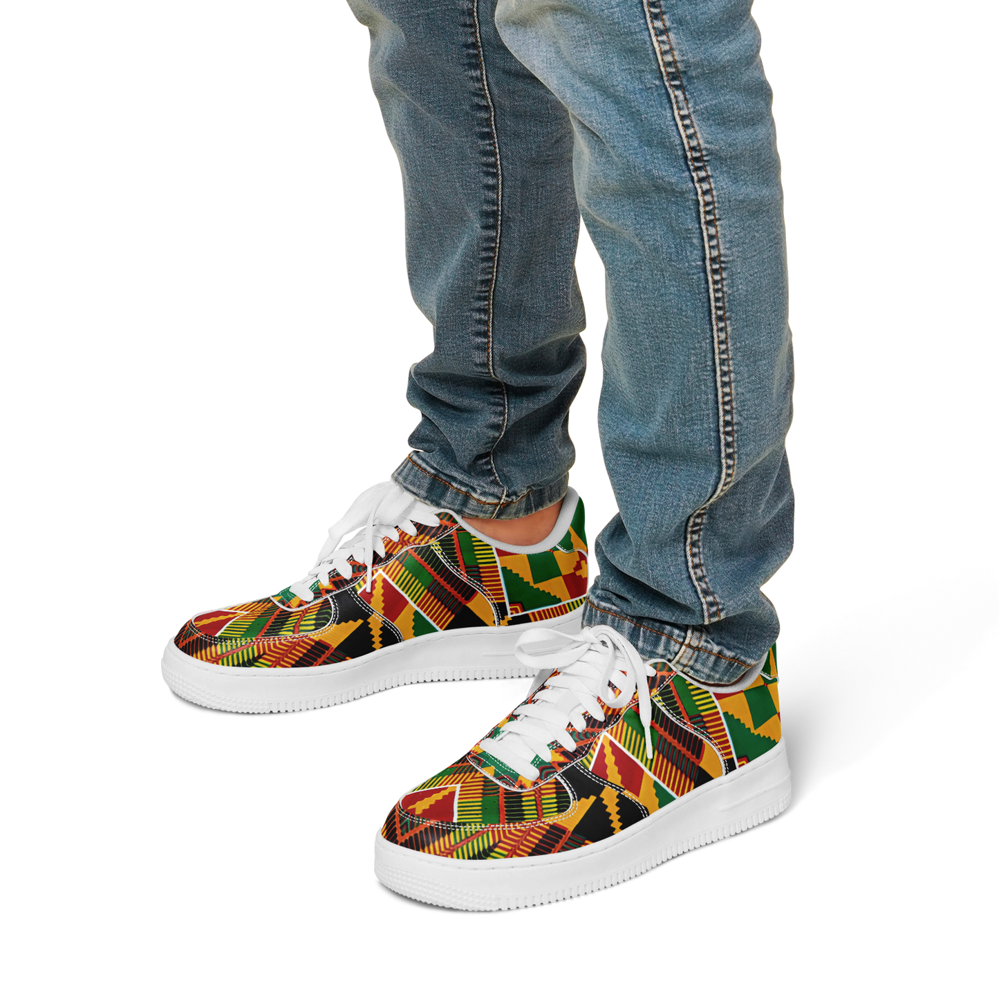 Men's Vibrant African Kente Geometric Pattern All-Over Print  Core Low Shoes
