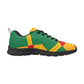Men Bold Green, Red & Gold African Kente-Inspired Pattern All-Over Print Breathable Running Shoes