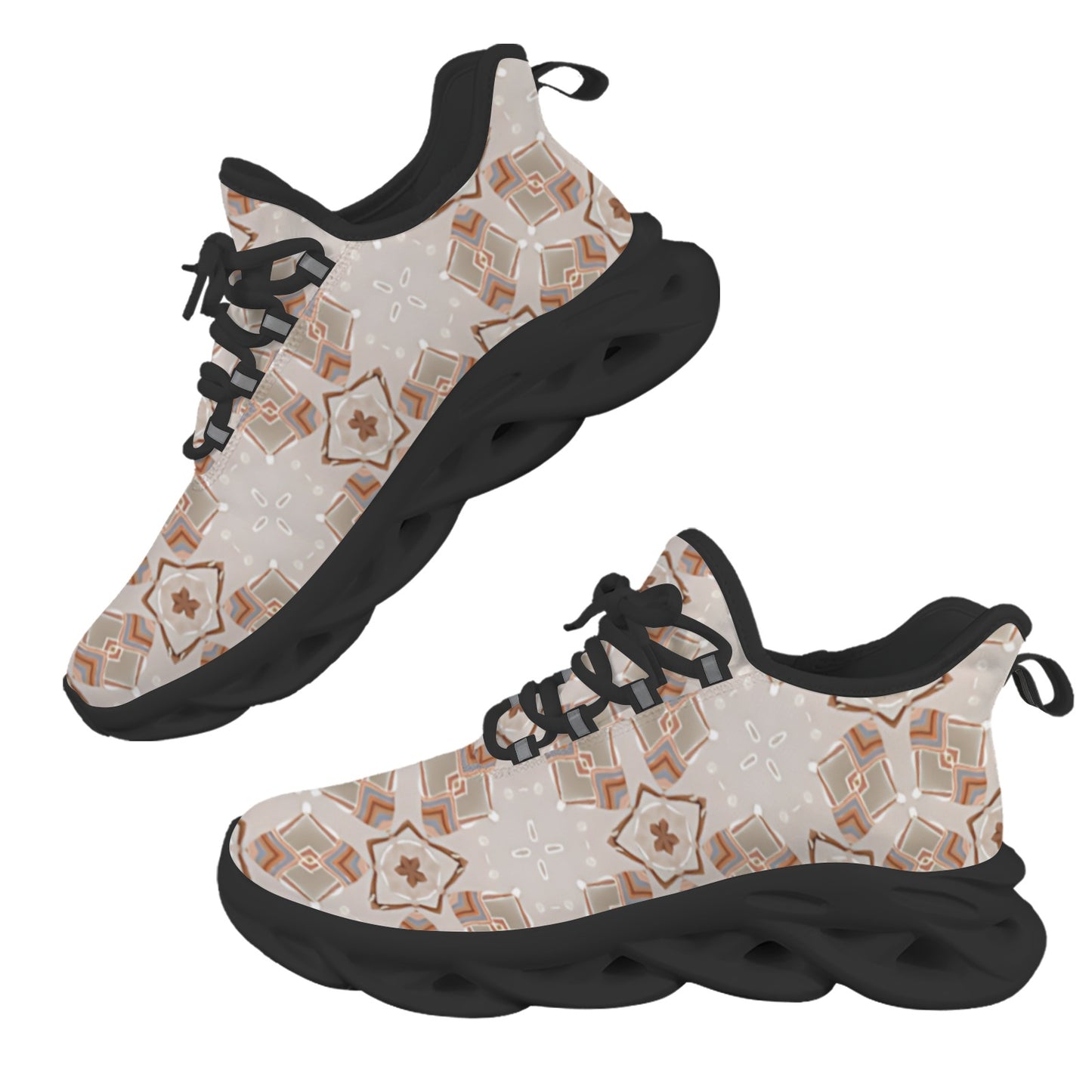 Women's Neutral Boho Graphic Pattern All-Over Print Twisted Sole Sneakers