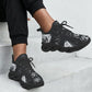 Women's Black & White Kaleidoscope Pattern All Over Print Twisted Sole Sneakers