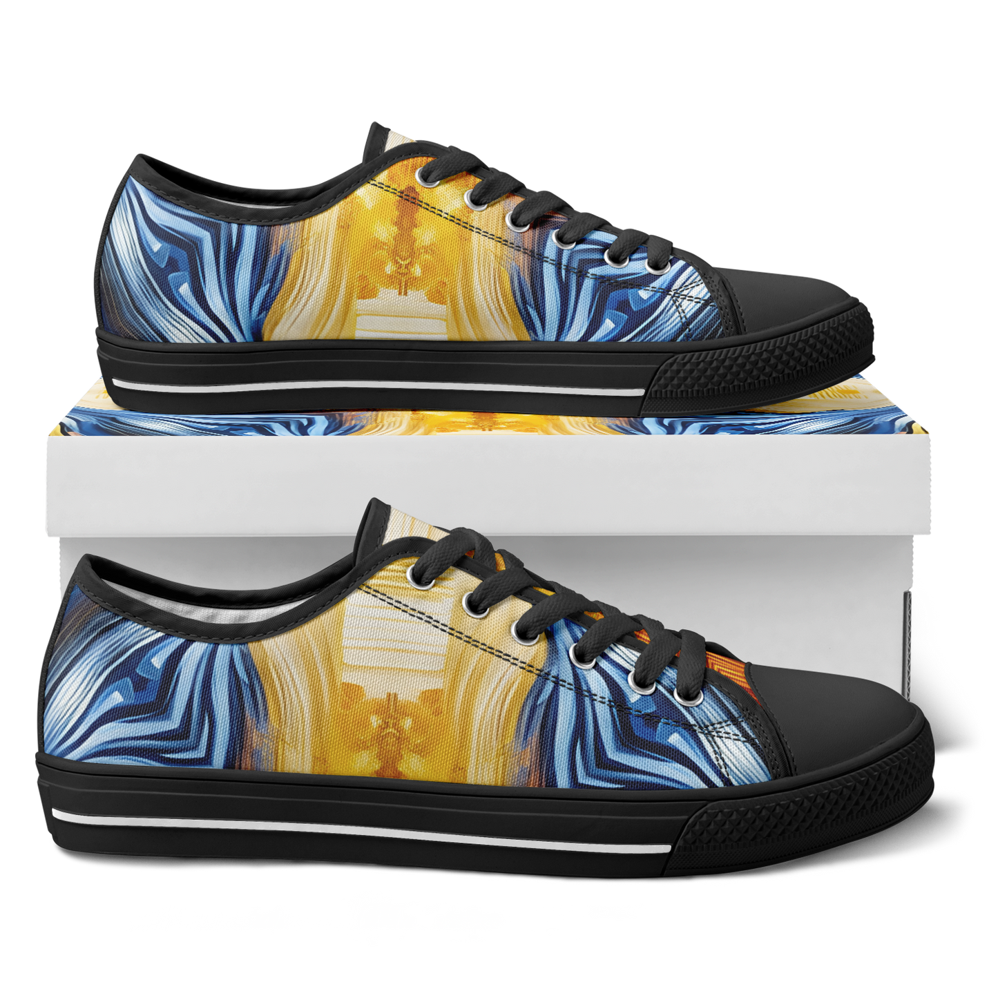 Men’s Bright Orange & Blue Abstract All Over Print Urban Peak Low Shoes