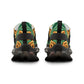 Men's Green & Gold Geometric Pattern Mesh Sneakers