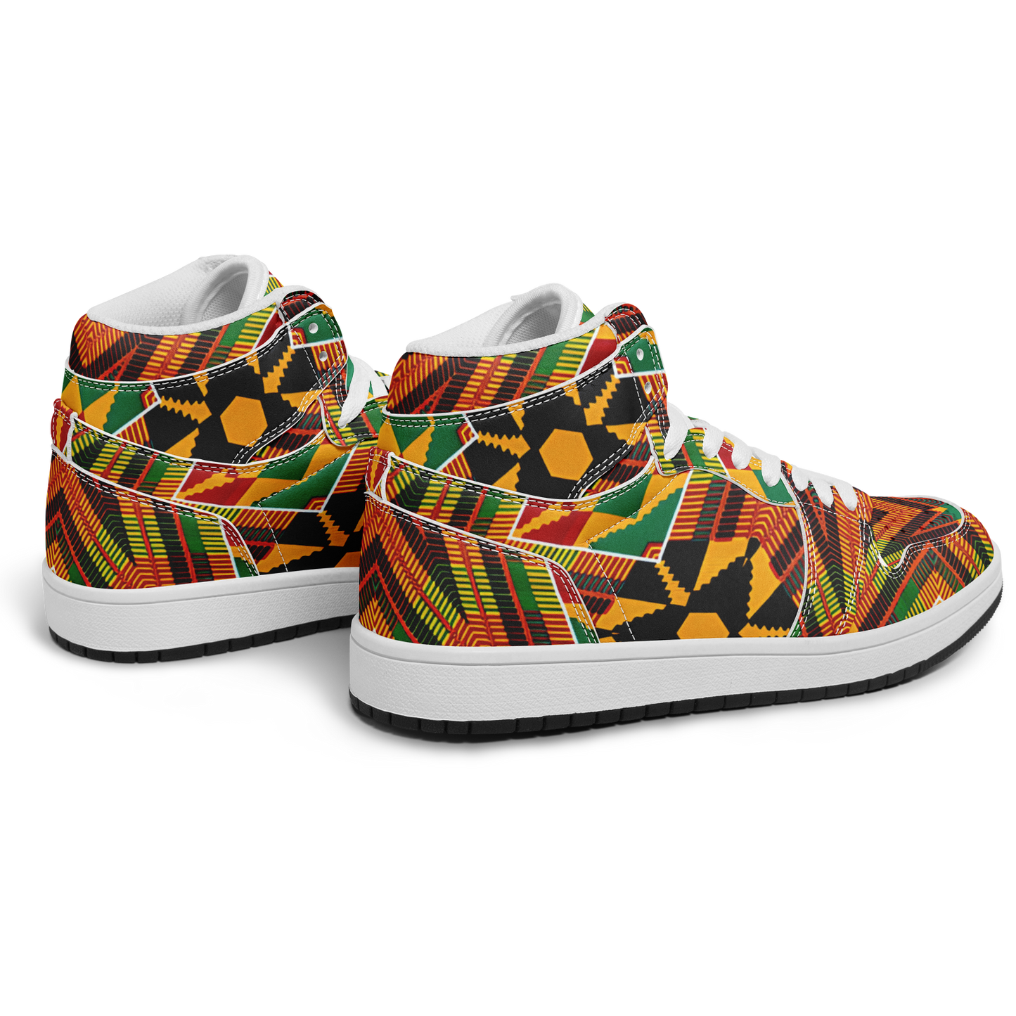 Men's Vibrant African Kente Geometric Pattern All-Over Print Motion High Top Shoes
