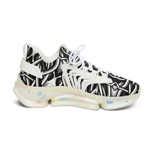 Women's Black & White Tribal Pattern Mesh Sneakers