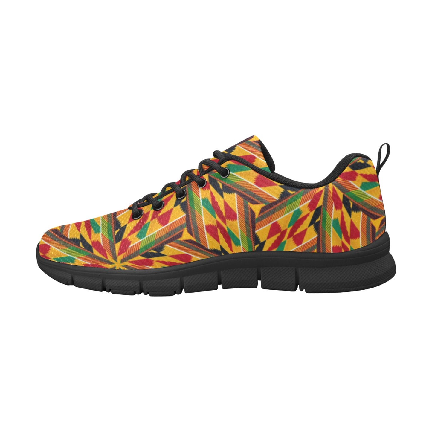 Women's Vibrant African Kente Geometric Pattern All-Over Print Breathable Running Shoes