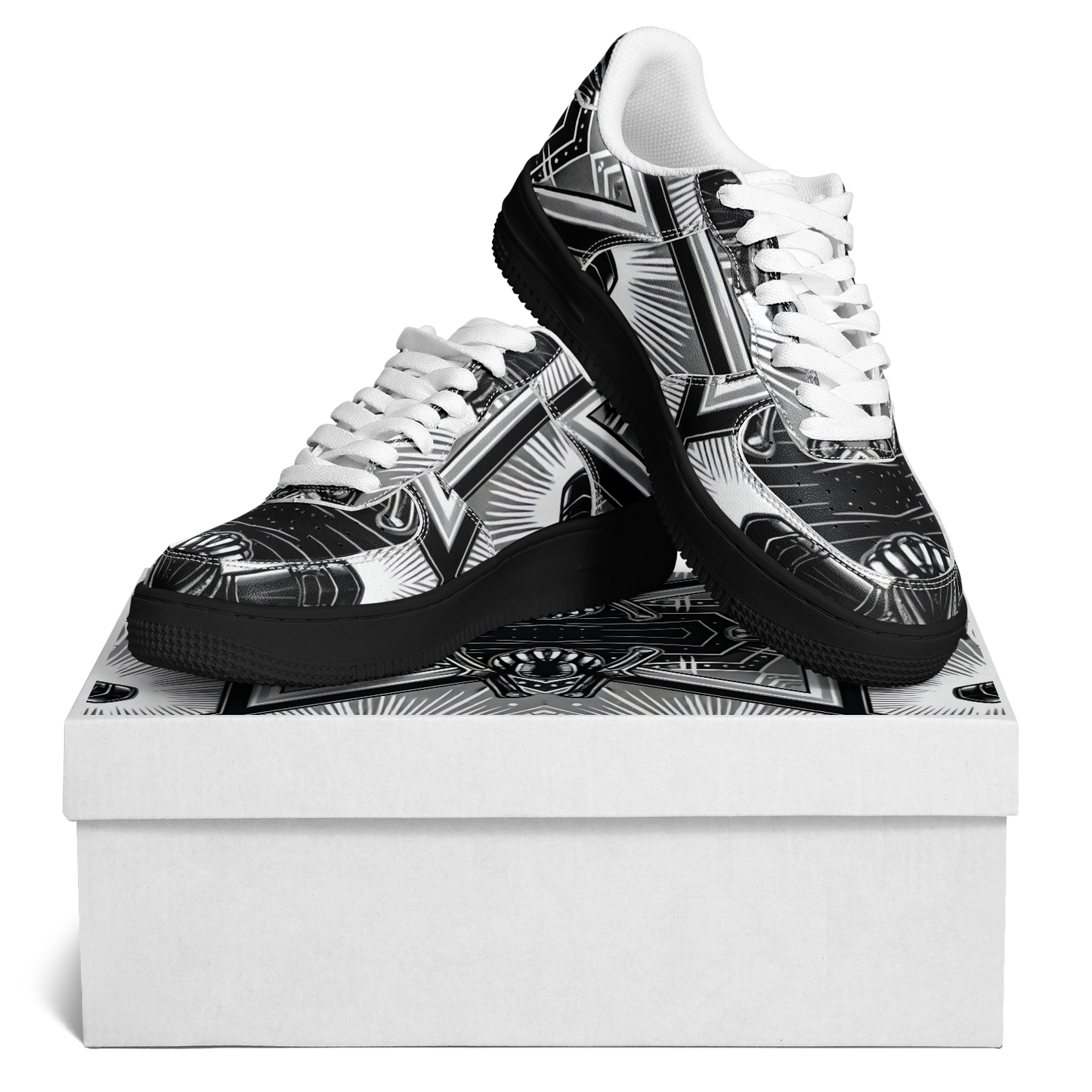 Men' Monochrome Gothic Kaleidoscope Pattern All Over Print Core Low Shoes