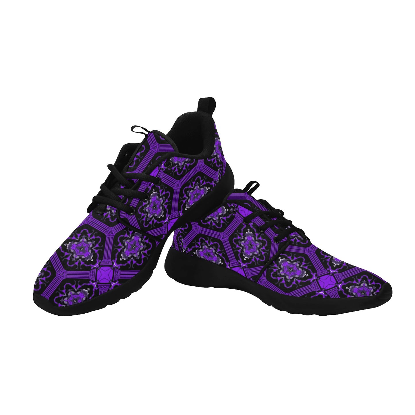 Women's Purple Gothic Mandala Pattern Pull Loop Sneakers