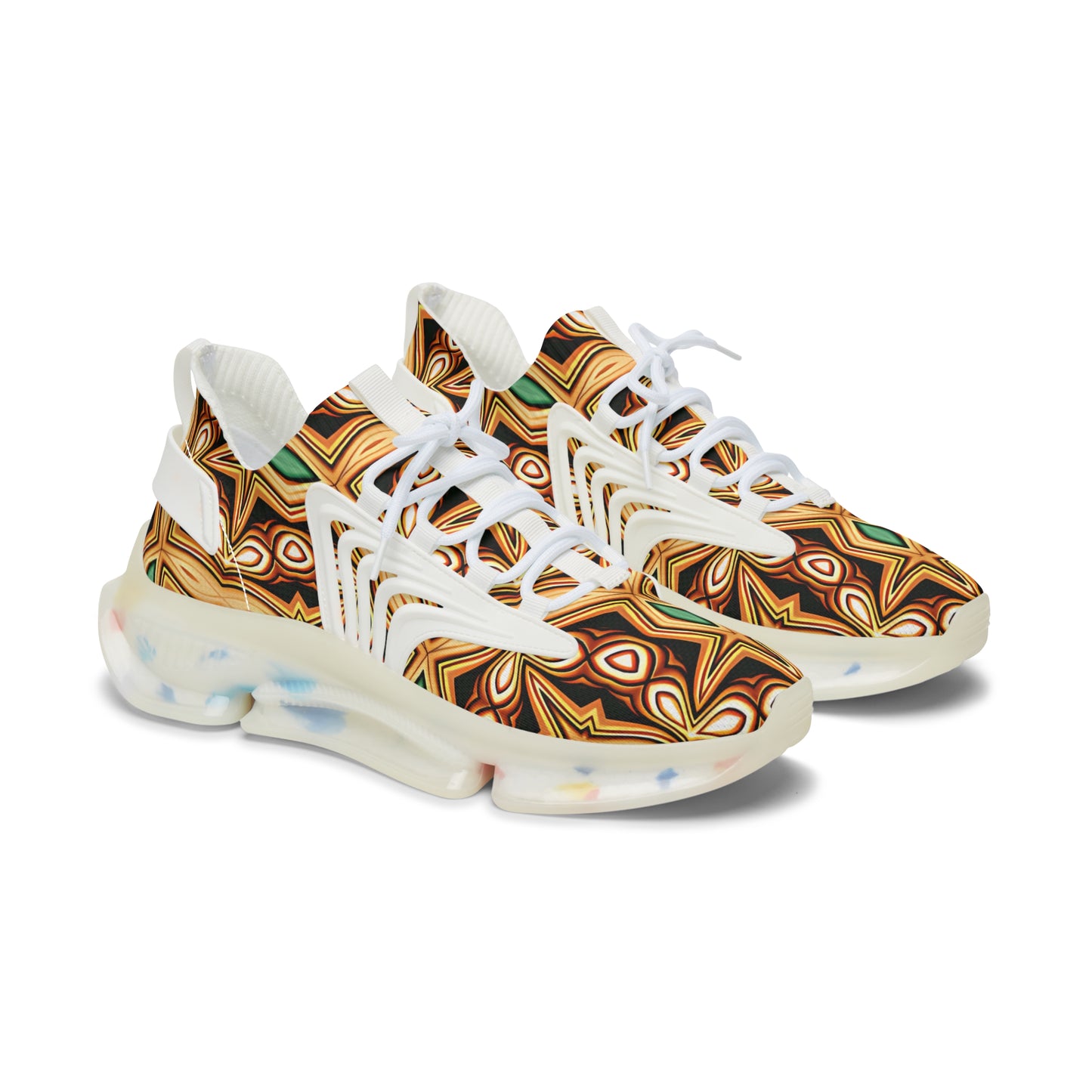 Women's Brown Geometric Pattern Athletic Mesh Sneakers