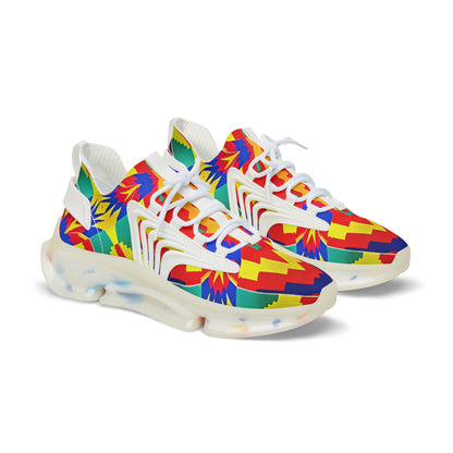 Men's Bold Rainbow Kente-Inspired Geometric Pattern All Over Print Mesh Sneakers