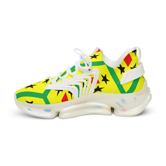 Men's Red Yellow Green Black Stars Athletic Mesh Sneakers