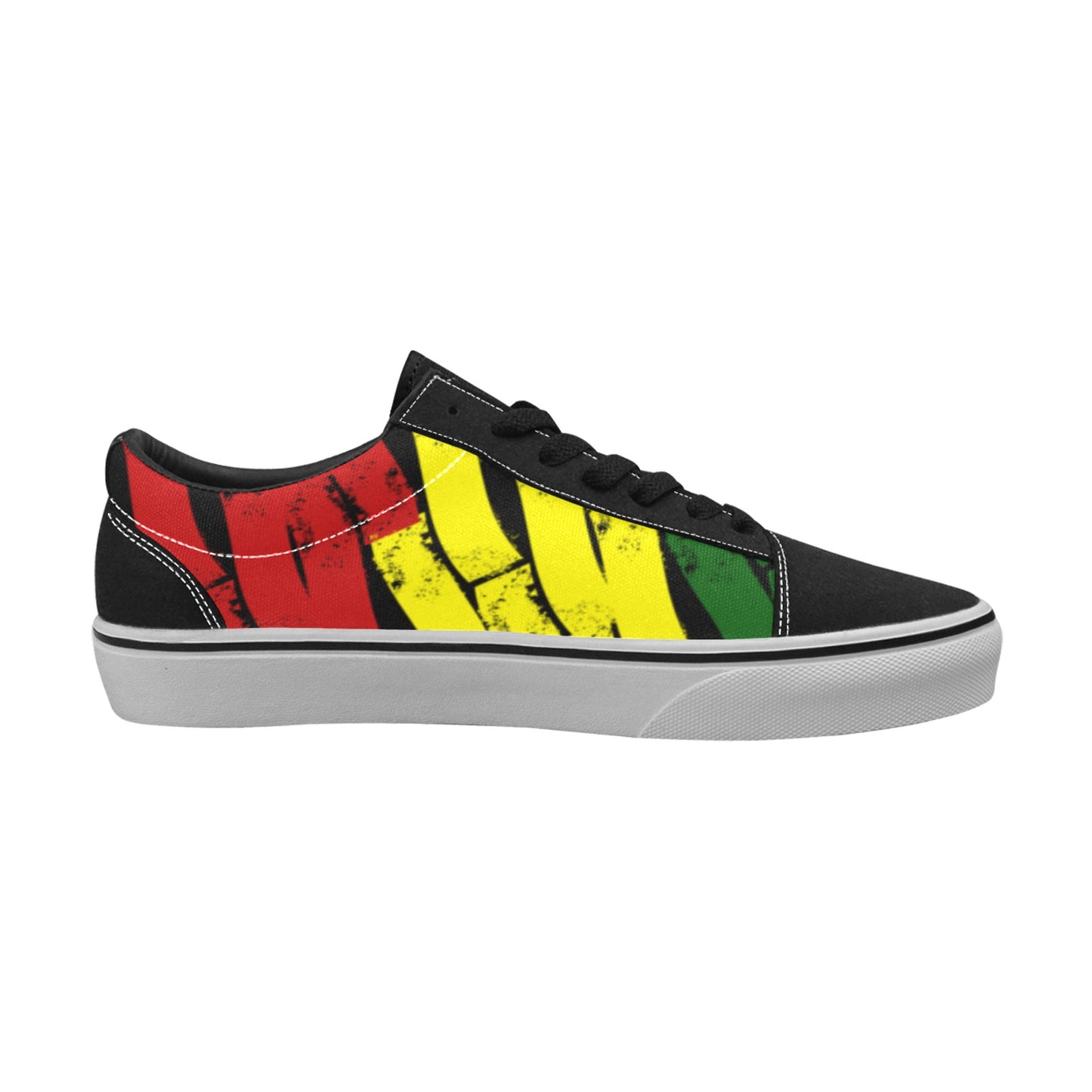Men's Red Yellow Green and Black Stars Low Top Skateboarding Shoes