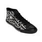 Men's Black Intricate Silver Chain Tattoo Pattern High-Top Sneakers
