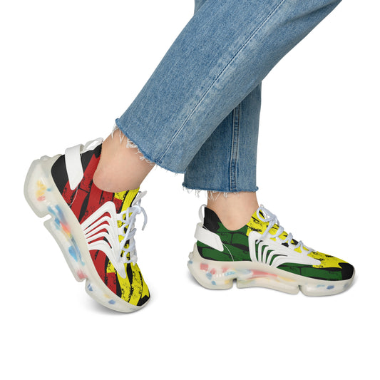Women's Red Yellow Green Black Stars Athletic Mesh Sneakers