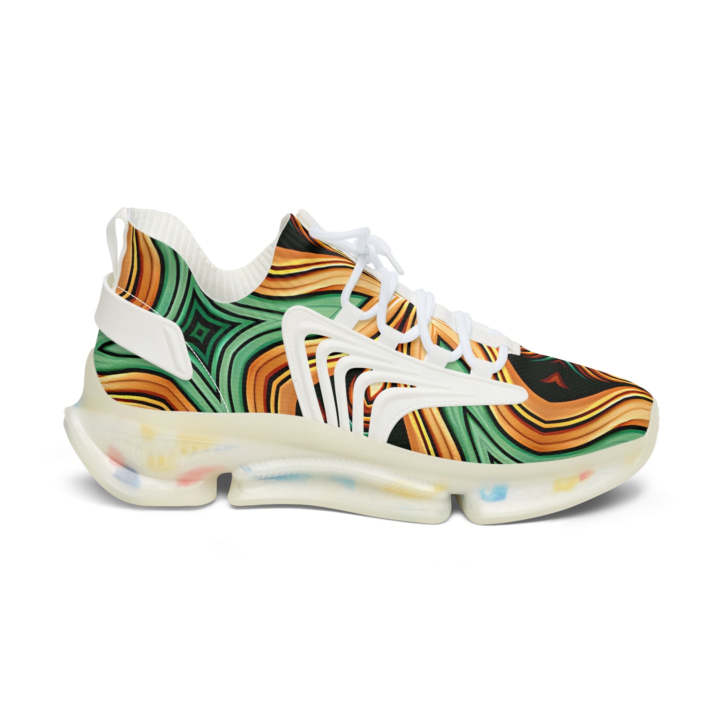 Women’s Green Swirl Pattern Athletic Mesh Sneakers